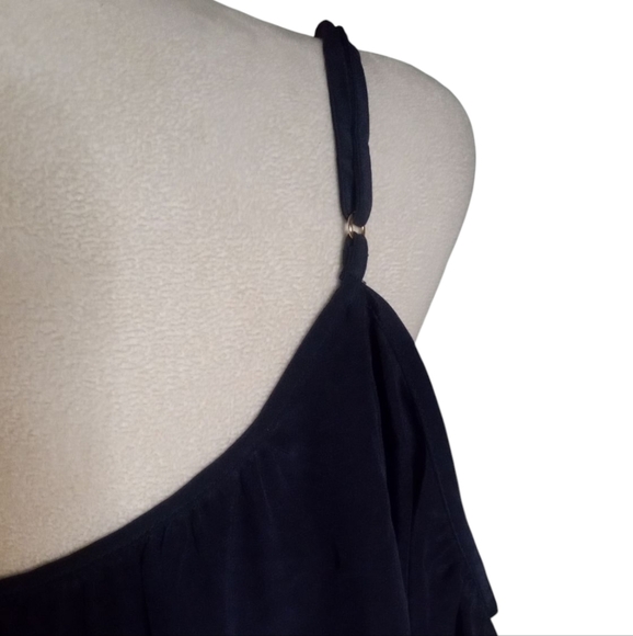 Lilly Pulitzer Navy Blue Off The Shoulder Candice Blouse Adjustable Silk Small - Picture 5 of 8